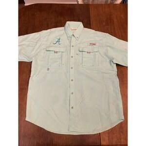 Columbia PFG Vented Medium‎ Alabama Crimson Tide Button Down Short Sleeve Mint
